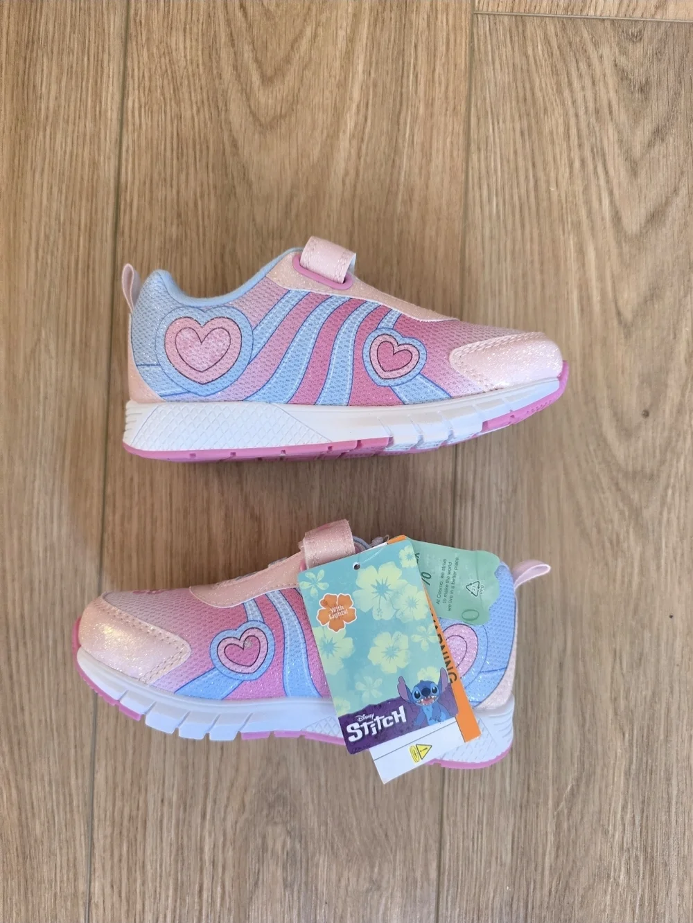 Disney Pink & Light Blue Stitch & Angel Kids Light Up Sneakers